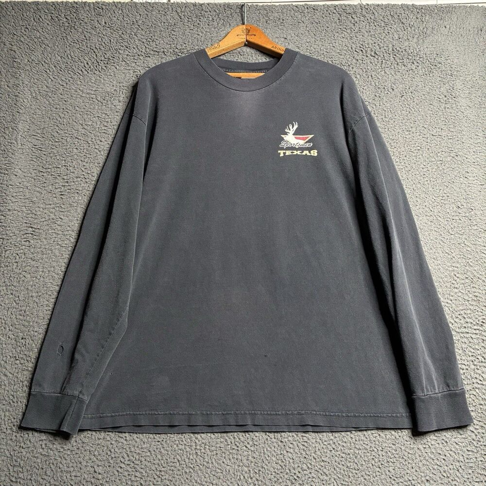 Vintage Whitetail Deer Hunting Long Sleeve Faded Gradient Burnout Beer Parody XL